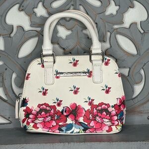 Betsey Johnson Mini Top Handles White Floral Bag